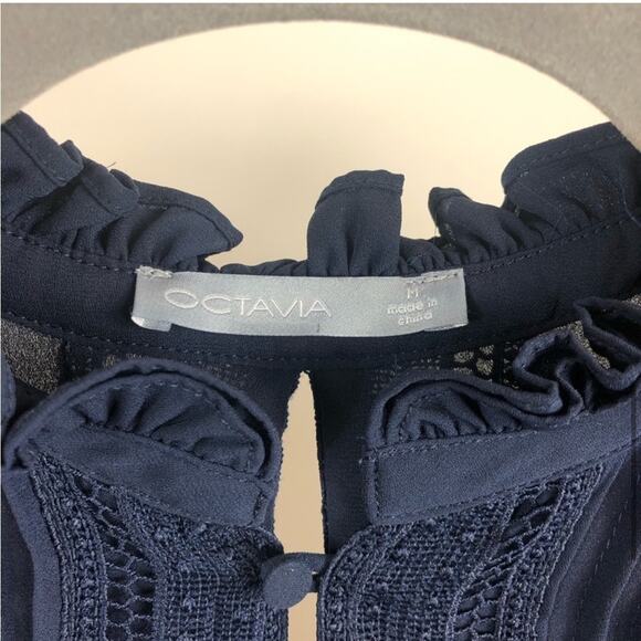 Octavia Navy Blue Open Back Blouse - Picture 7 of 9